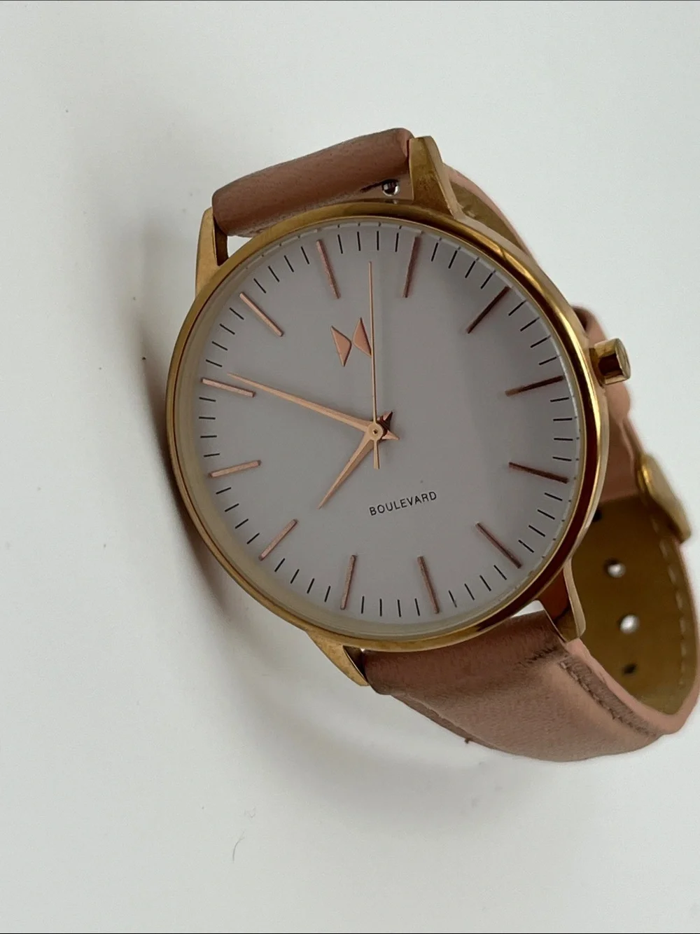 MVMT Gold Case White Dial Pink Leather Watch